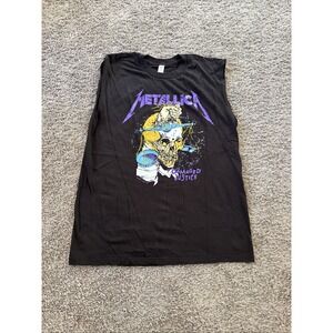Metallica Tee Band Concert T-Shirt Damaged Justice Large L Sleeveless Thrashed